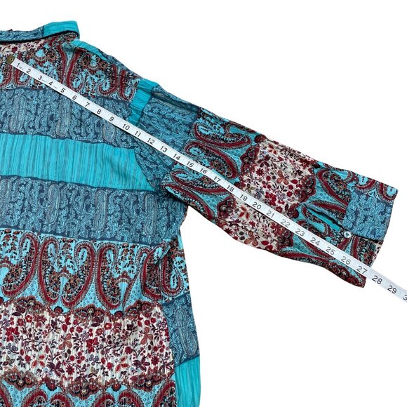 CATO BLOUSE COLORFUL PAISLEY FLORAL LIGHTWEIGHT BUTTON UP SIZE 18/20W ARTSY BOHO - Picture 6 of 6